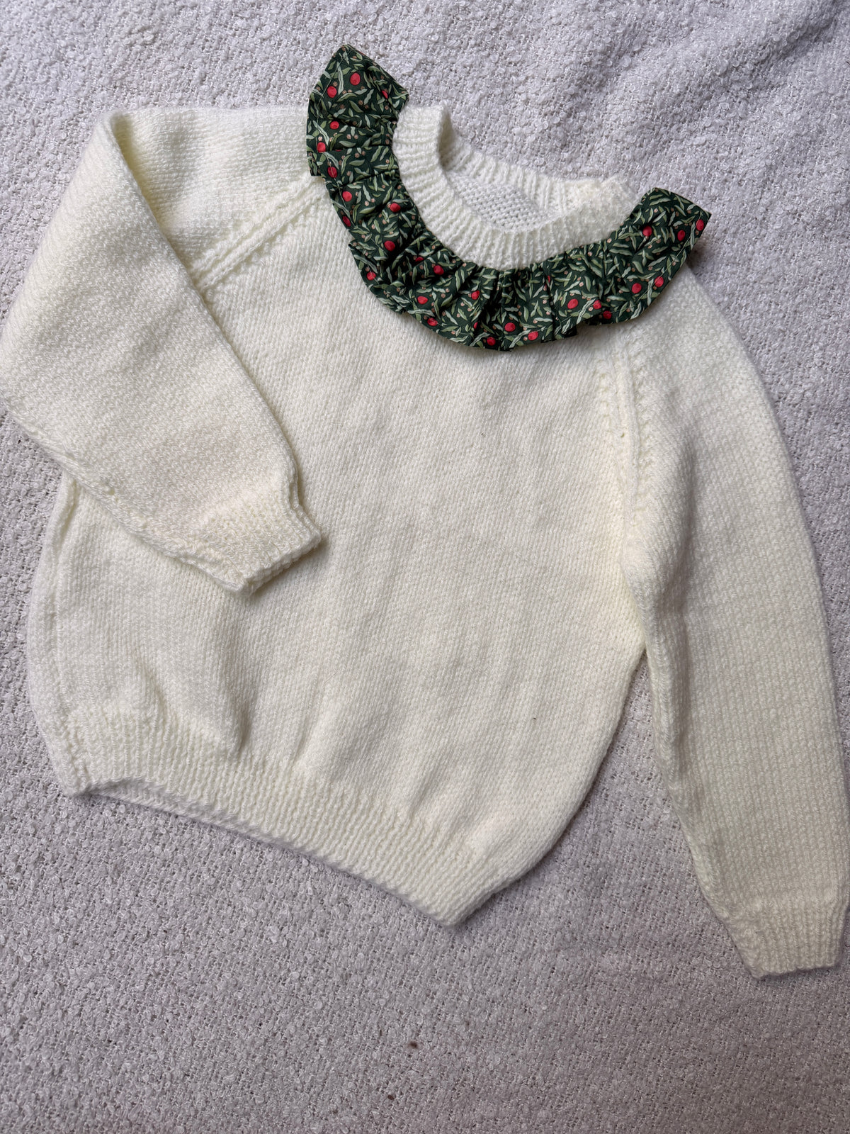 2-4 years pale cream jumper with liberty collar