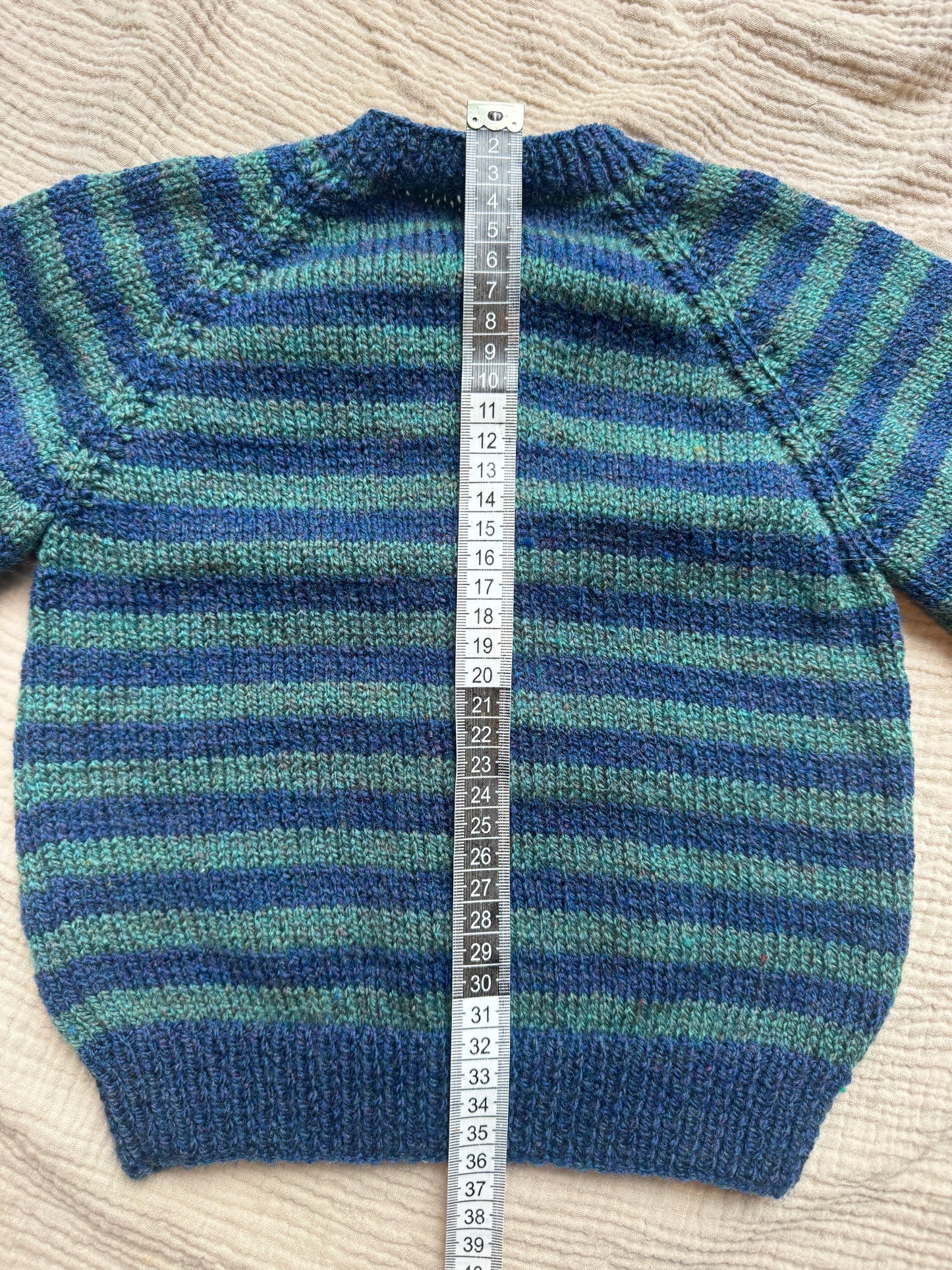 1-2 years green/blue striped cardigan