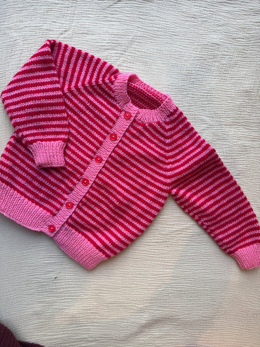 2-3 years pink and red stripe knit