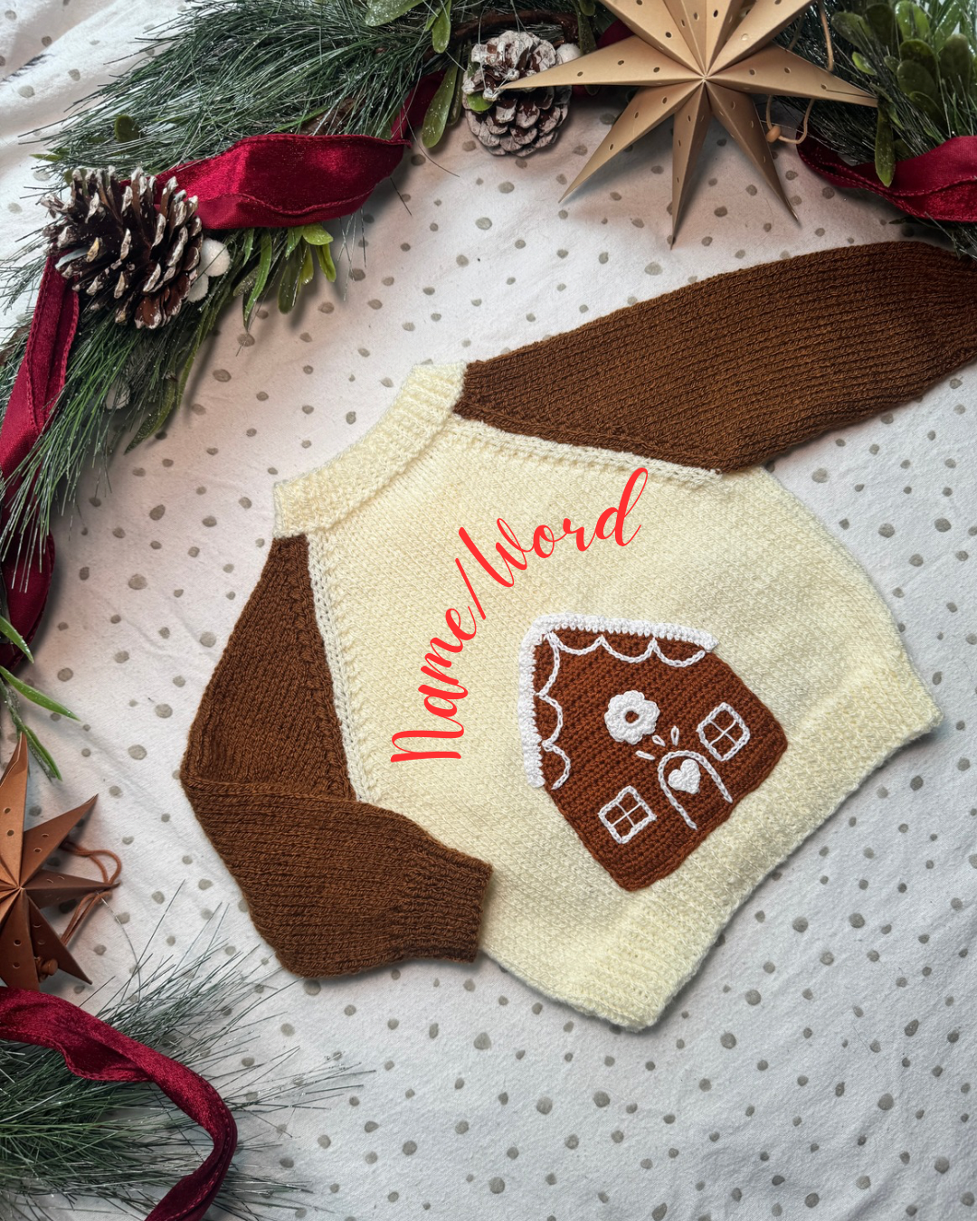Gingerbread theme 9-12m gingerbread & cream cardigan