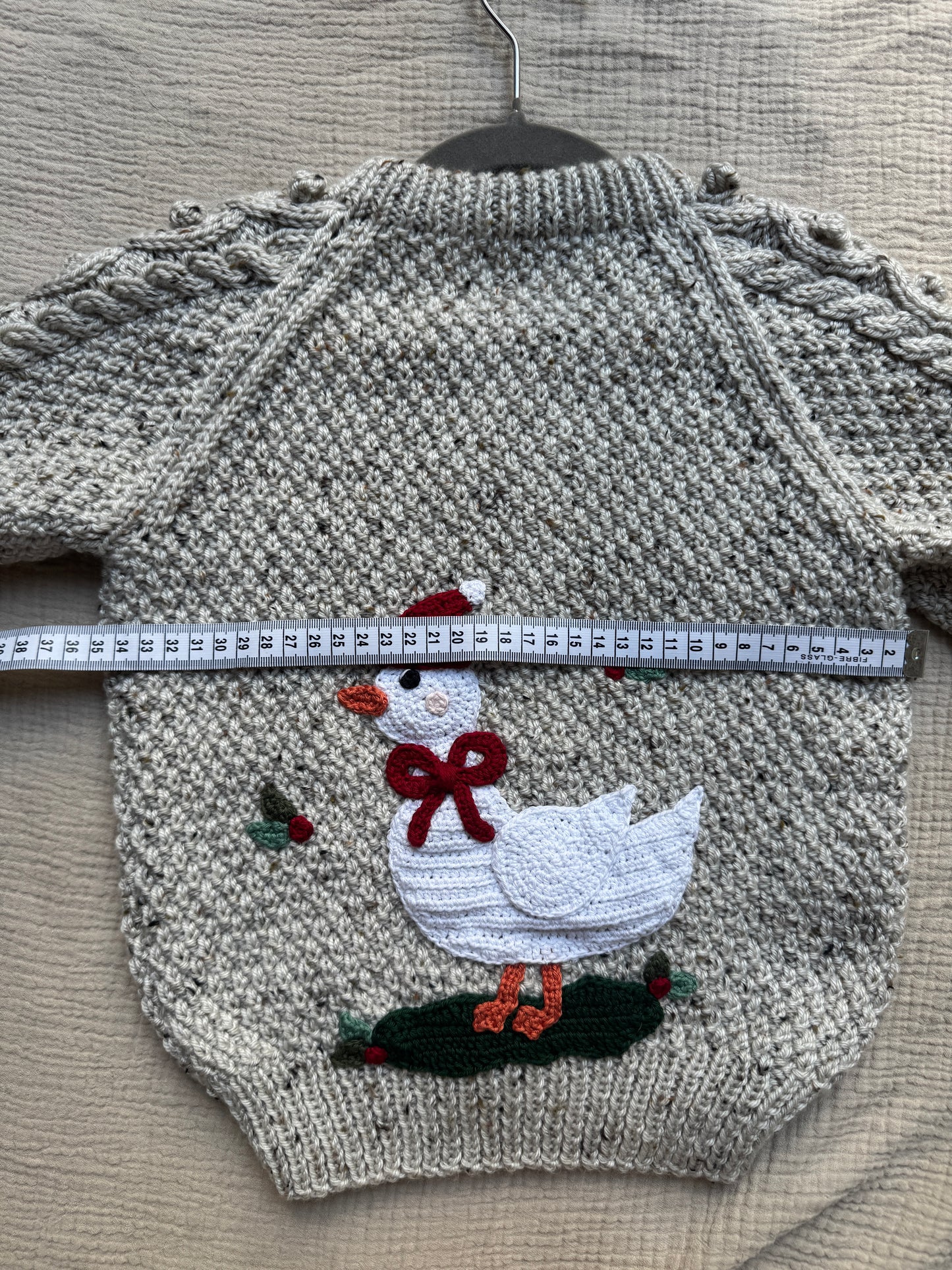 Christmas goose 2-4 years Aran cardigan