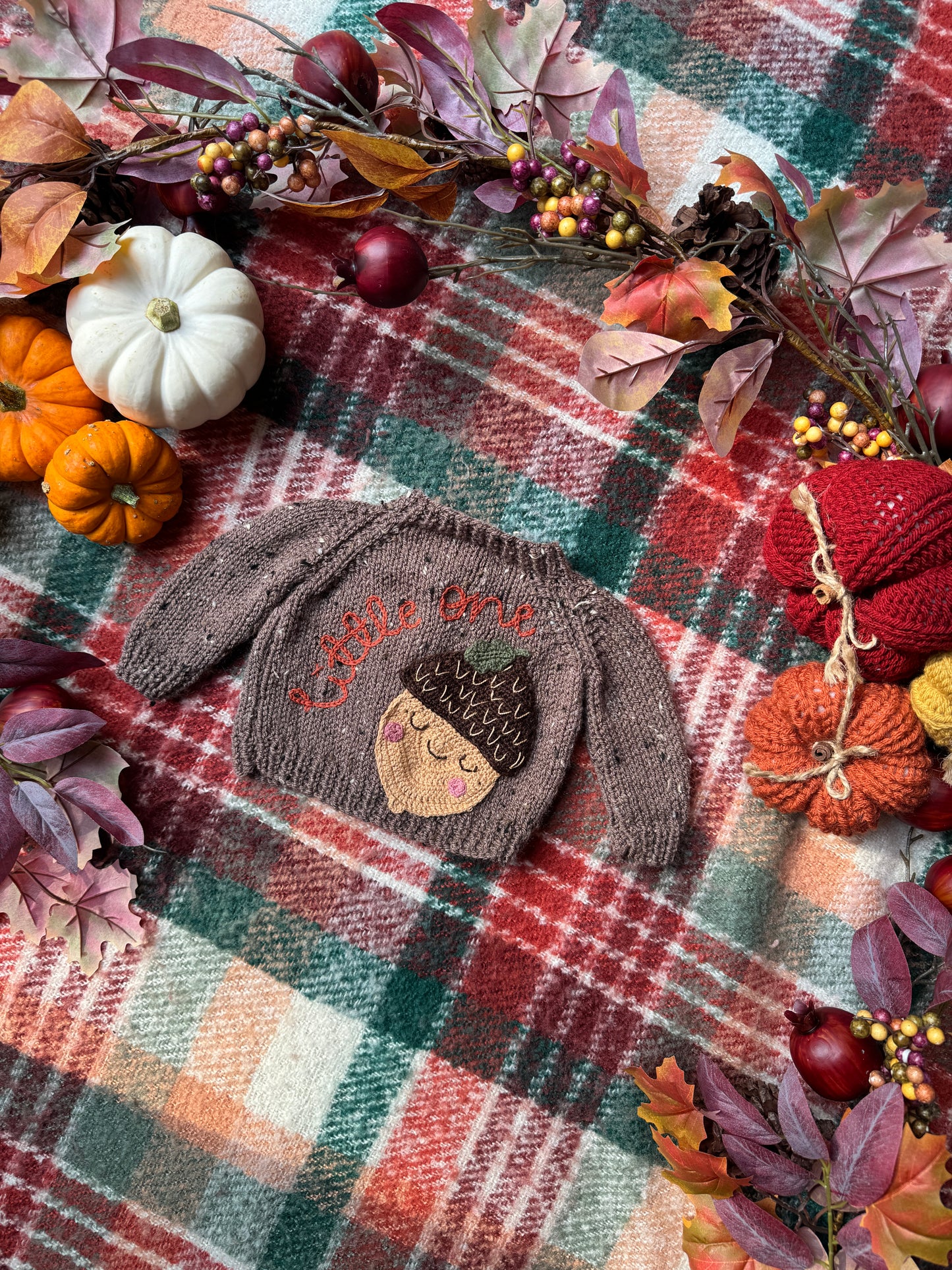 0-3m ‘little one’ acorn fleck cardigan