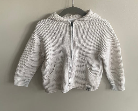 9-12 months white zara zip up jumper
