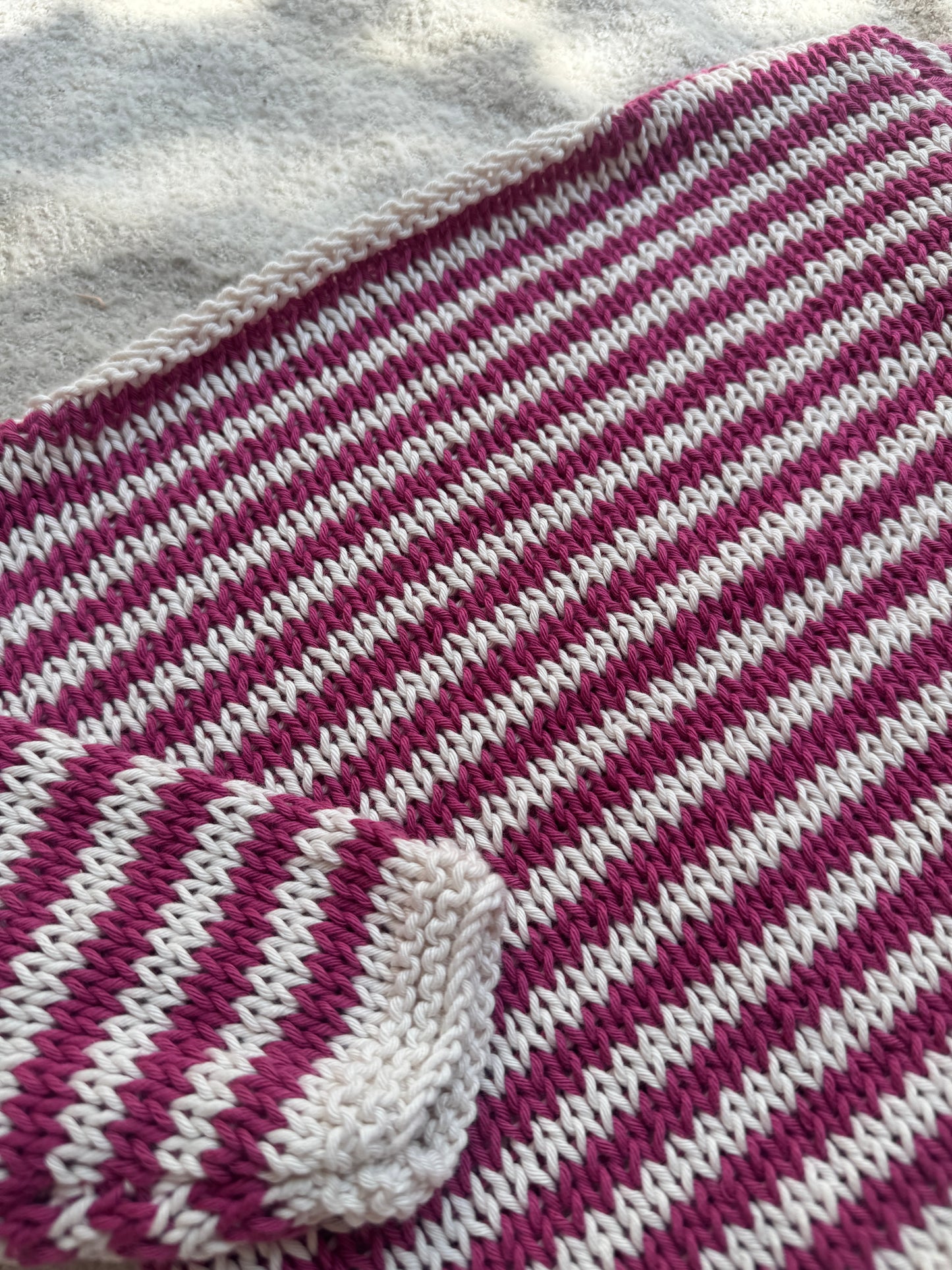 1-2 years raspberry and cream cotton stripe jumper
