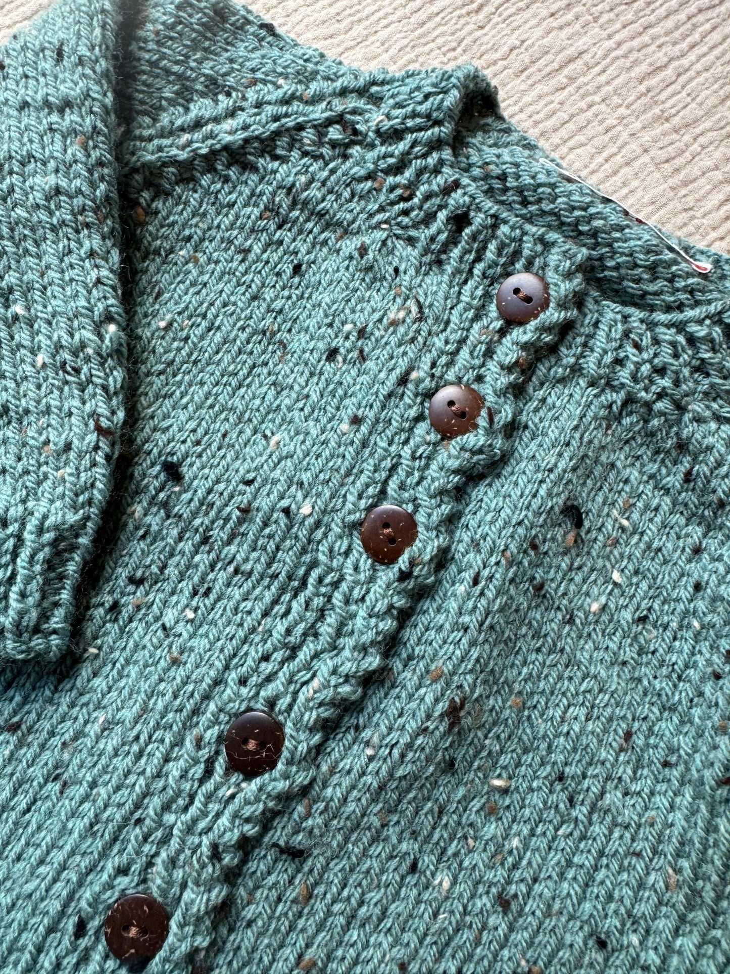 12/18m duck egg blue fleck aran Cardigan