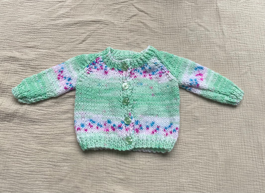 0-3m green patterned cardigan