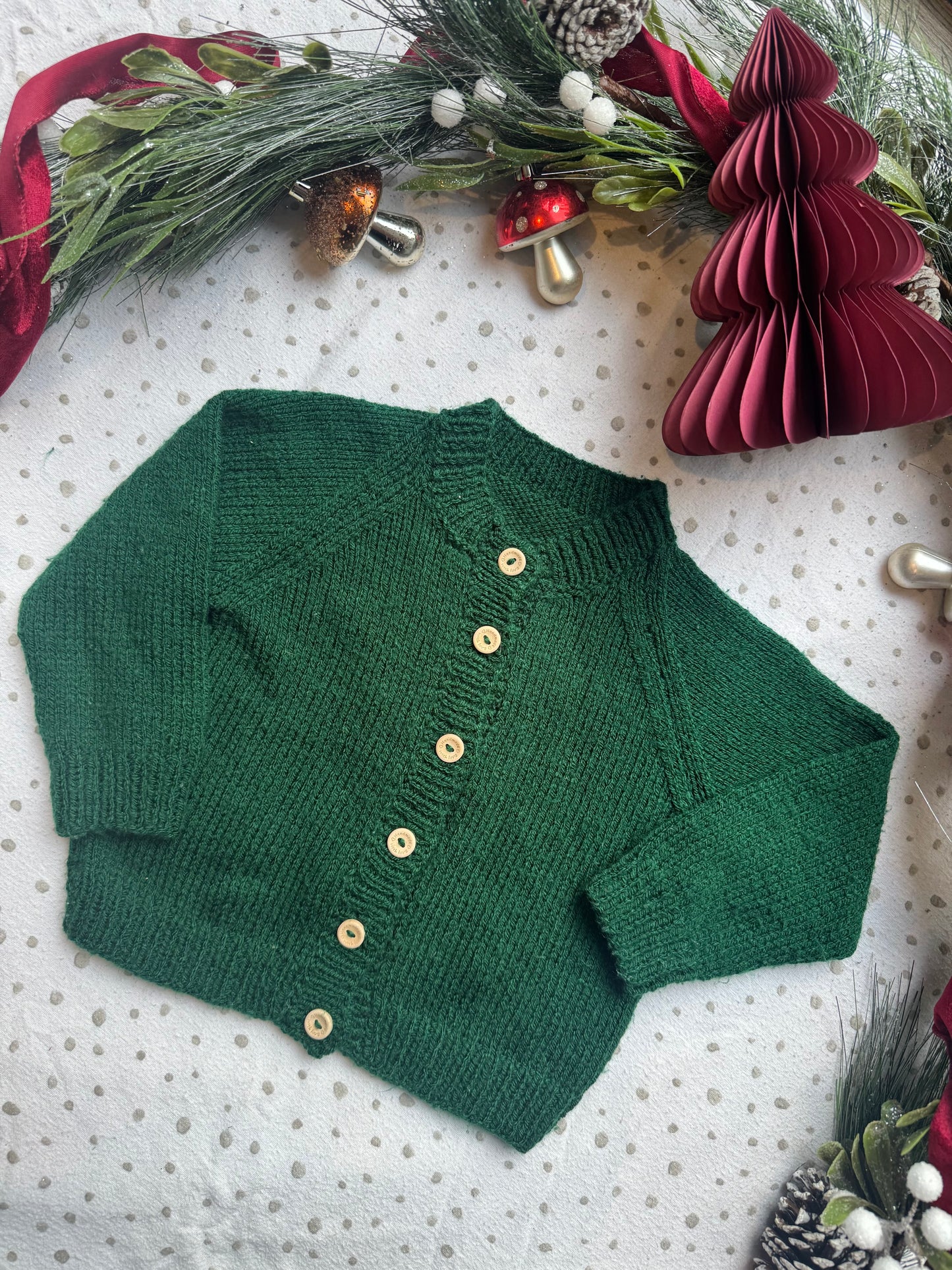 Preloved HO HO HO 1-2 years bottle green cardigan