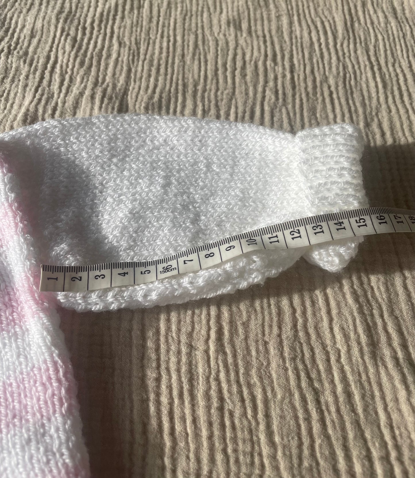 9-12m white and pink striped cardigan