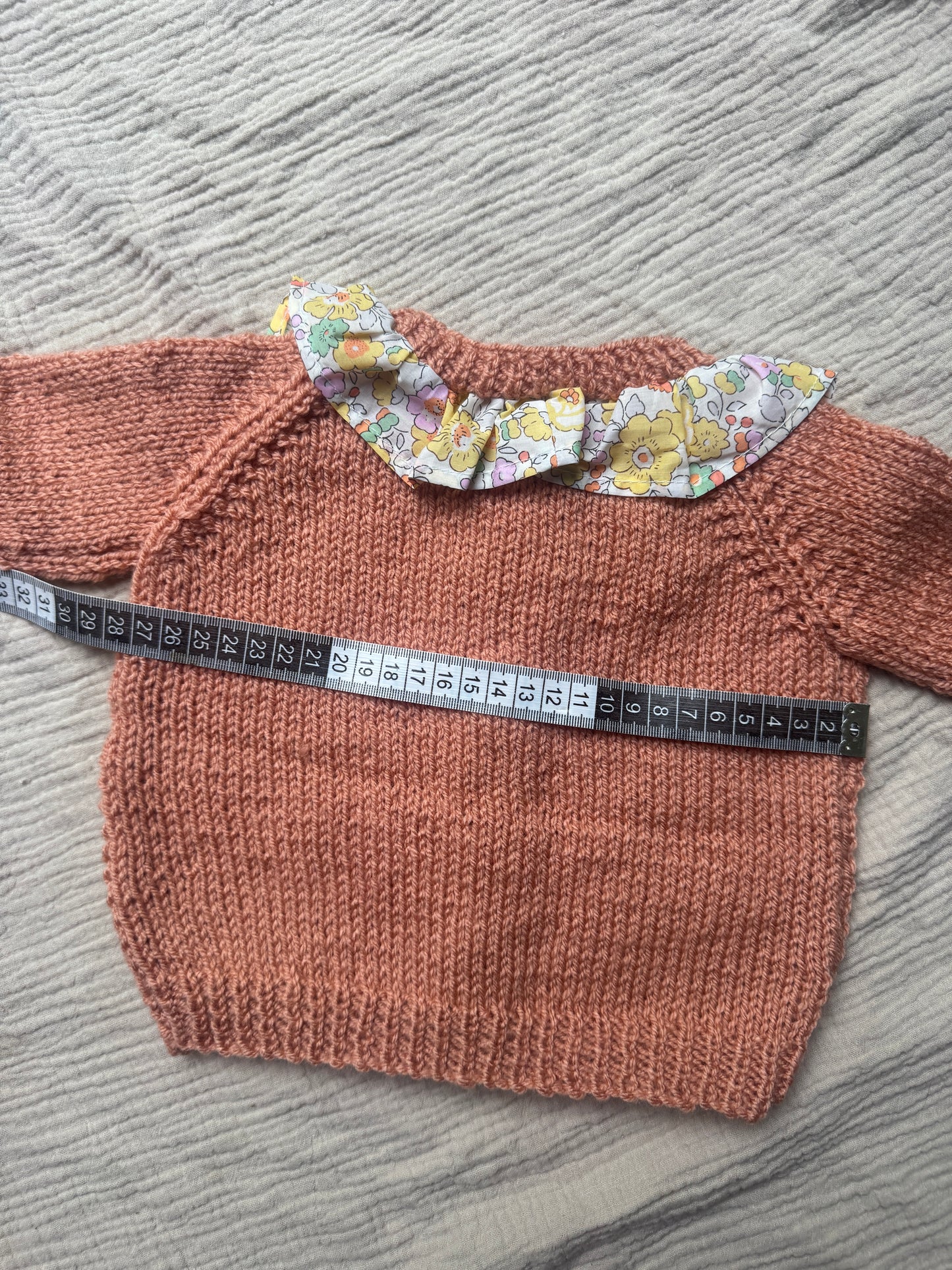 6-9 months vintage peach with liberty collar cardigan