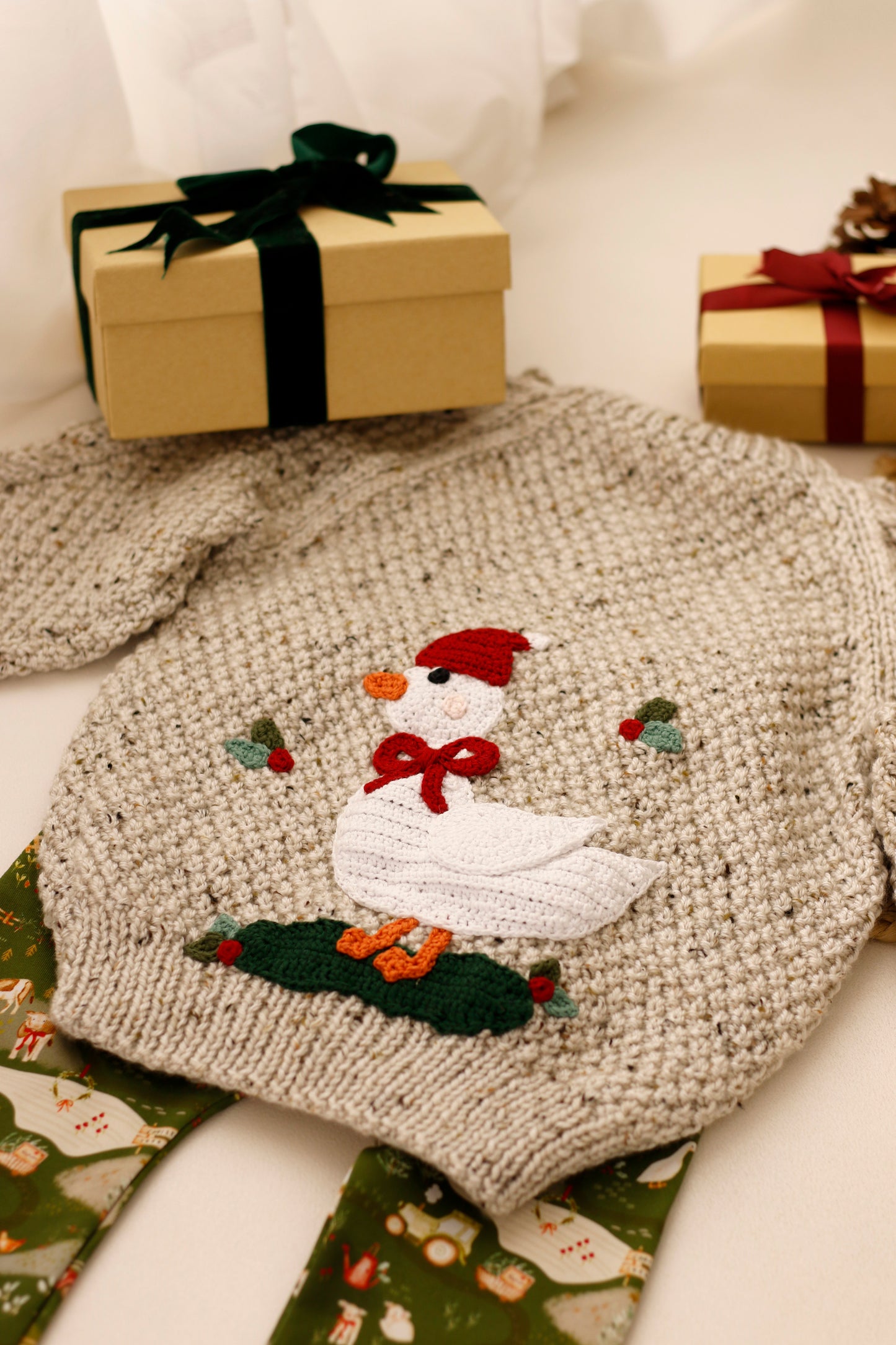 Christmas goose 2-4 years Aran cardigan
