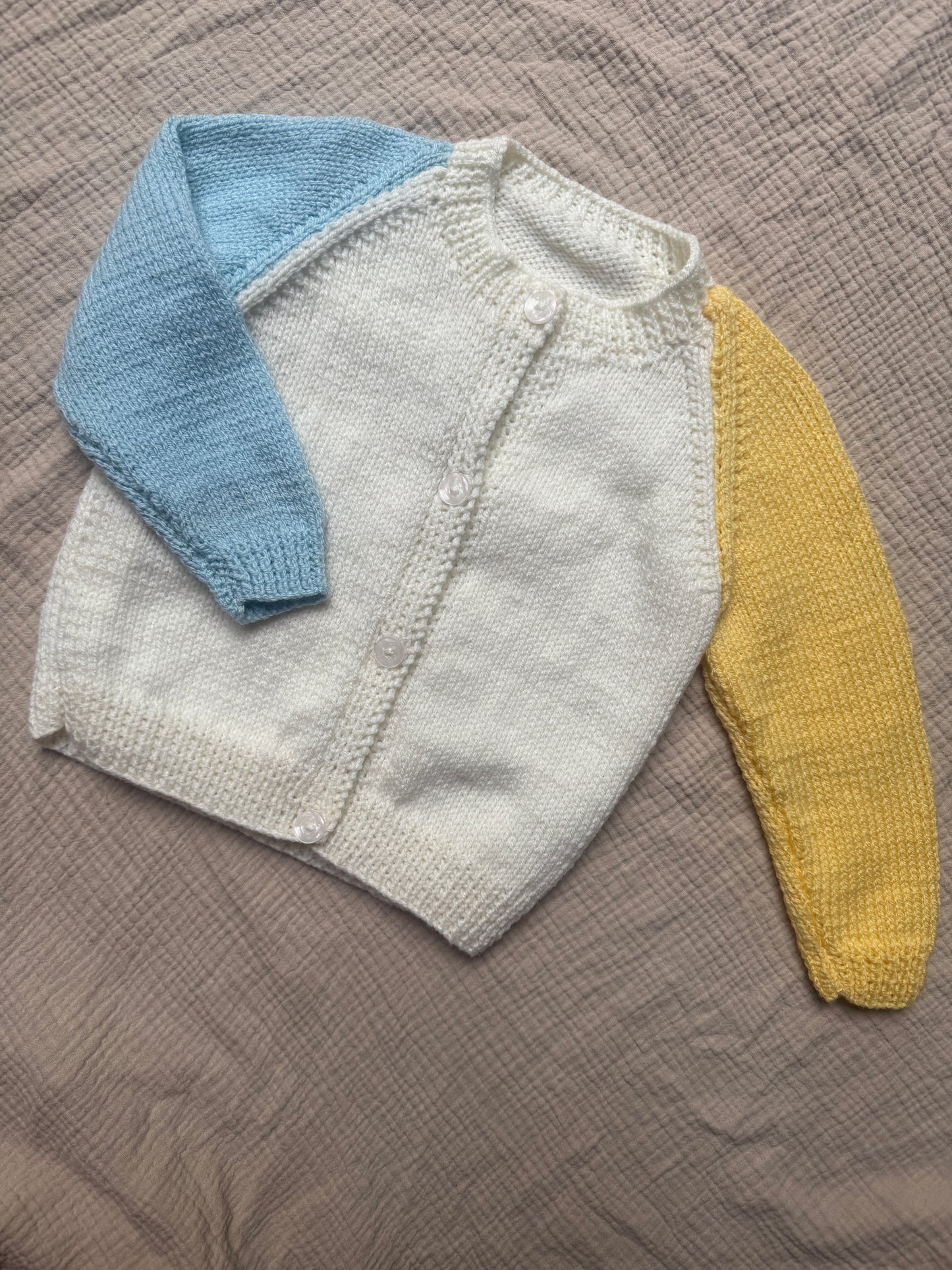 1-2 years blue/yellow colour block cardigan