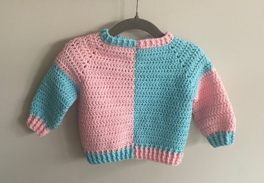 9-12 months pink and blue flower cardigan