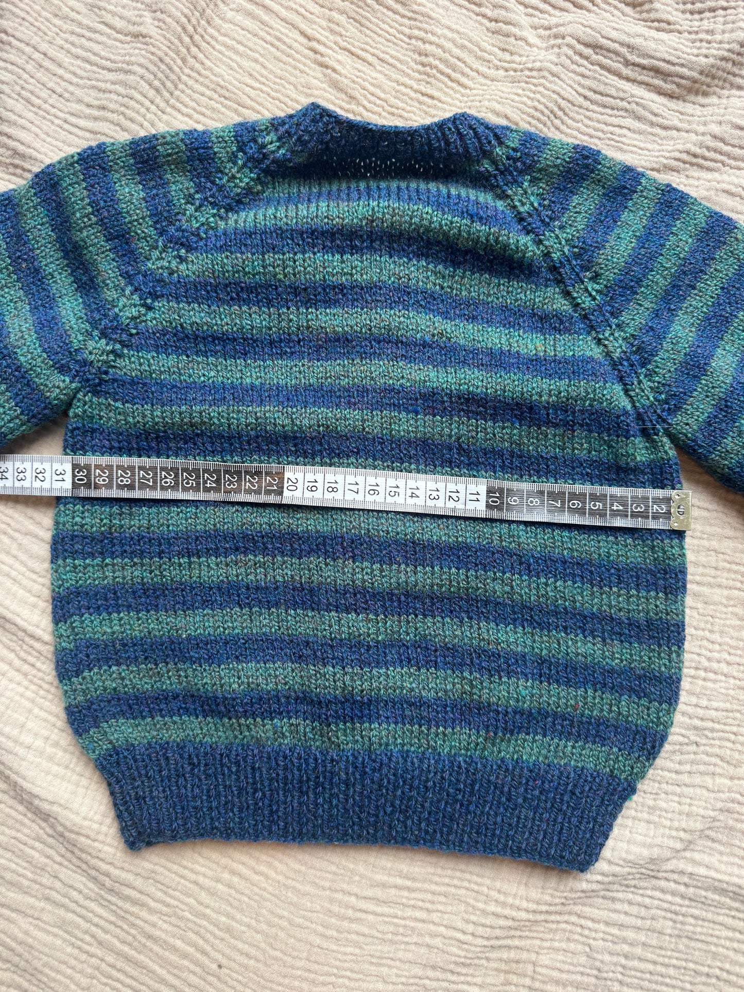 1-2 years green/blue striped cardigan