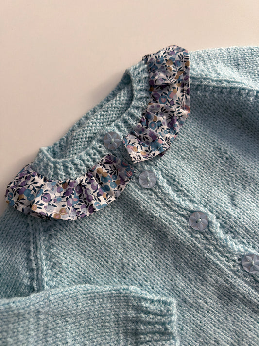 1-2 years cloud blue cardigan with liberty collar