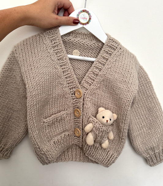18-24m chunky parchment teddy cardigan