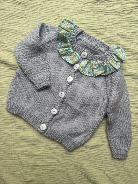 9-15m lilac cardigan with liberty collar