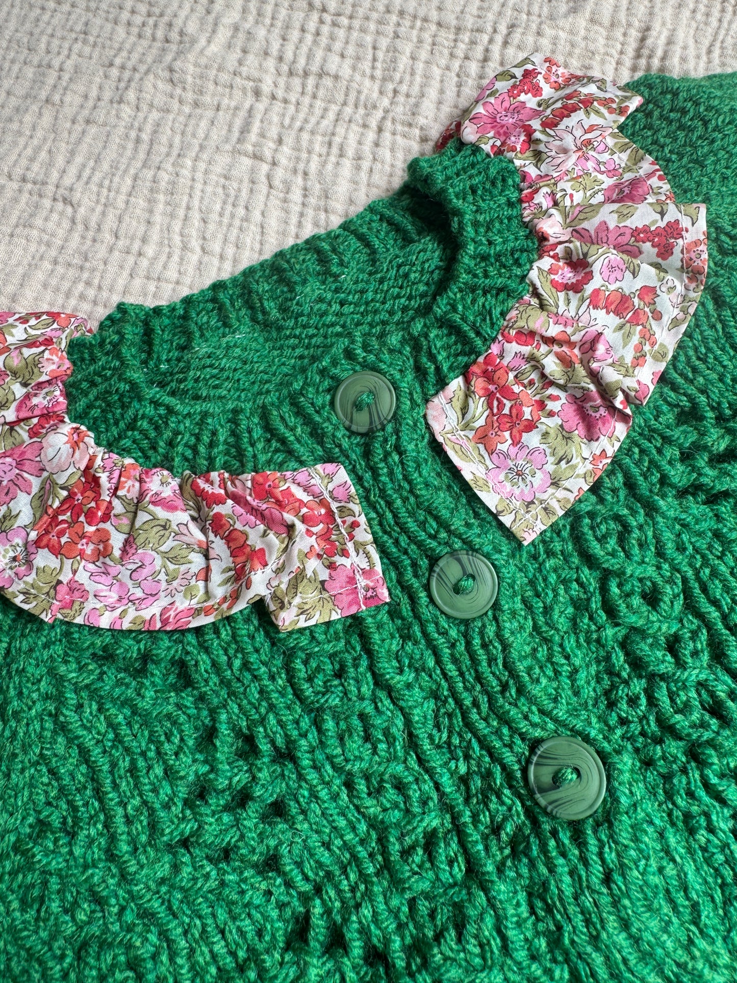 1-2 years racing green cardigan with liberty collar