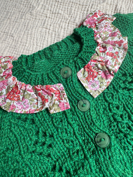 1-2 years racing green cardigan with liberty collar