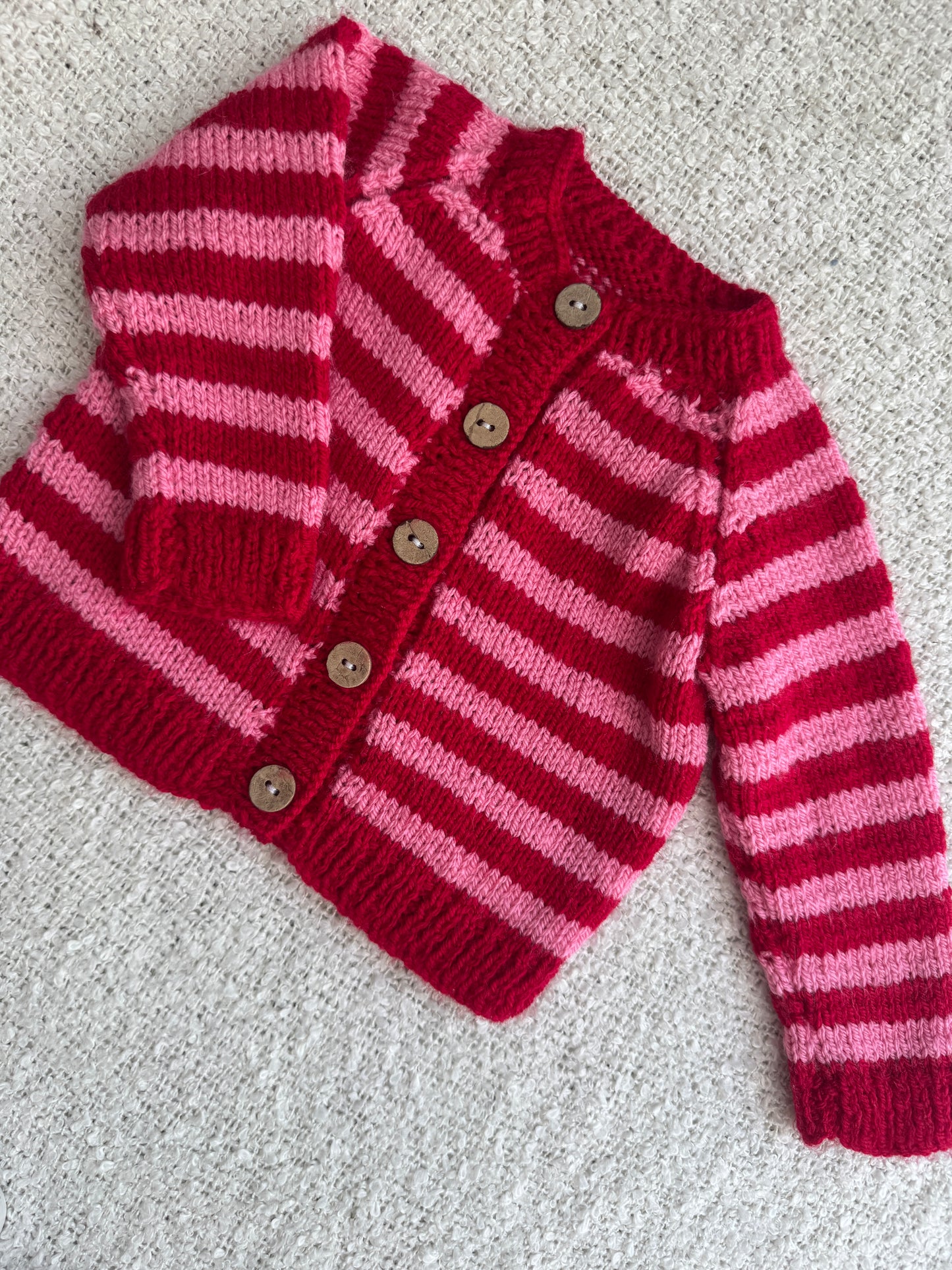 0-6m pink/red stripe cardigan