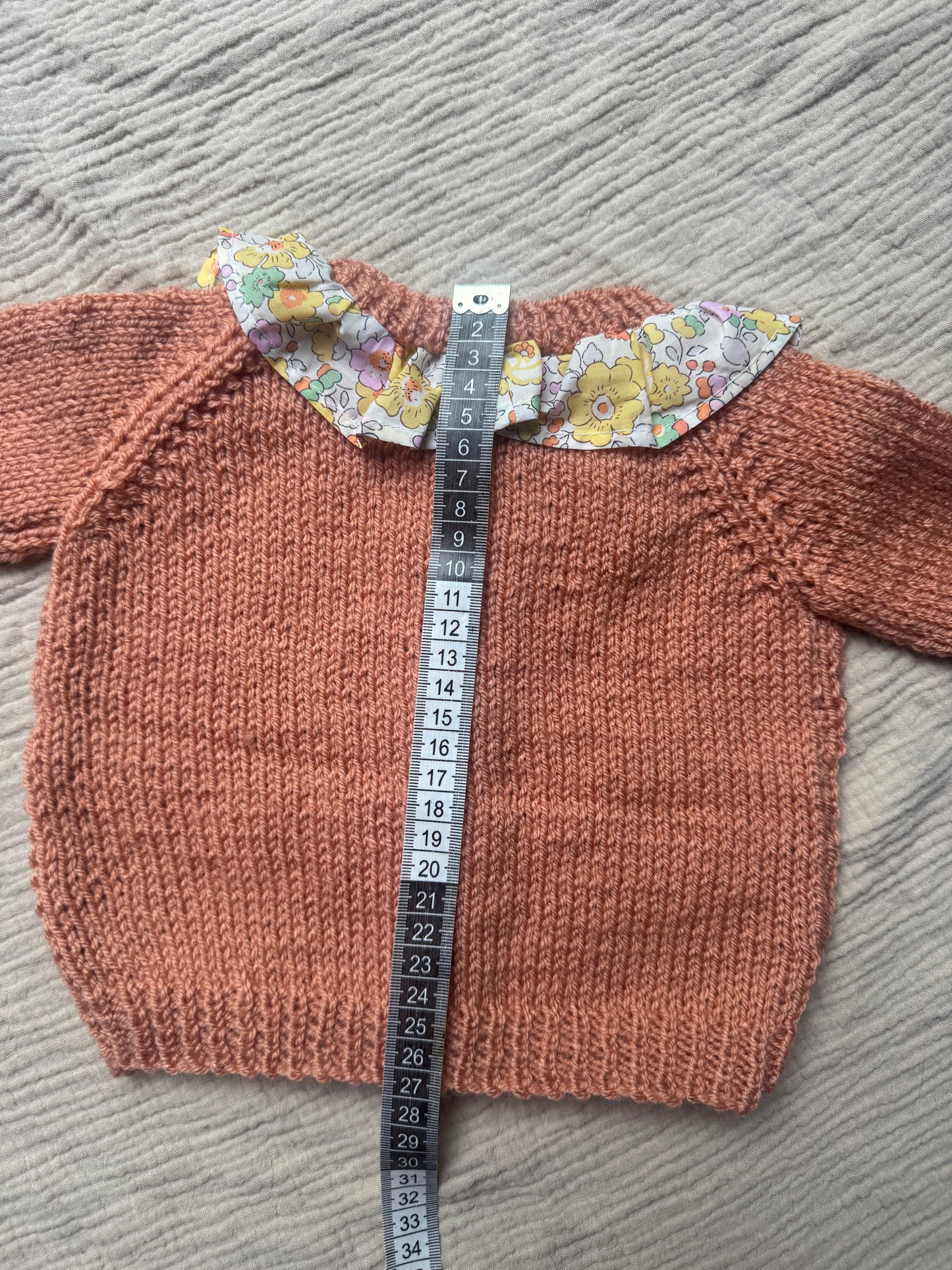 6-9 months vintage peach with liberty collar cardigan