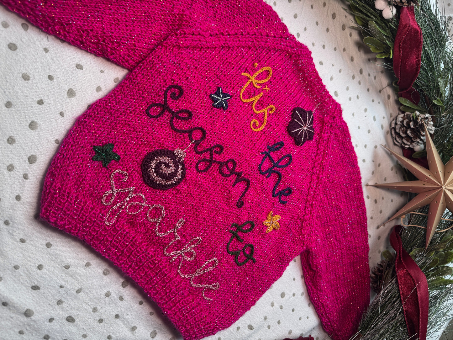 ‘Tis the season to sparkle 1-2 years magenta sparkle cardigan