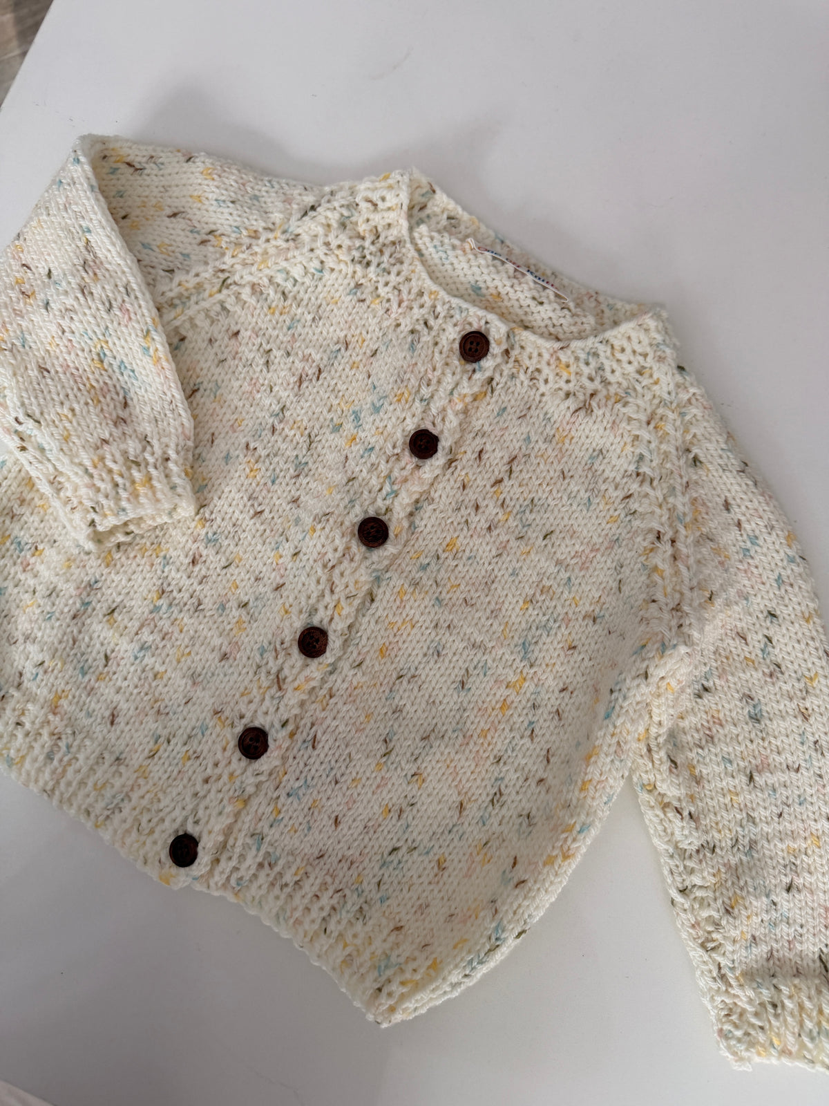 2-3 years Aran neutral fleck cardigan