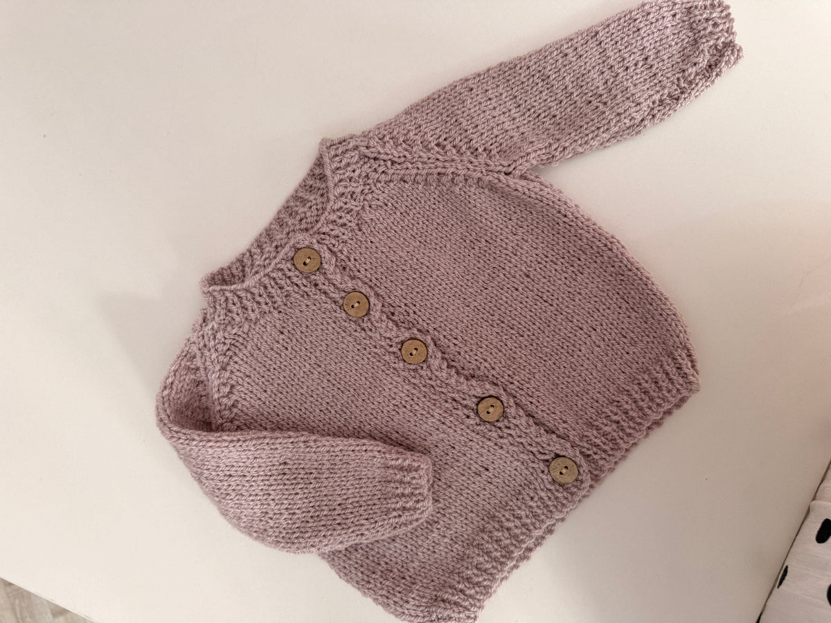 0-3m mushroom cardigan (lilac undertone)