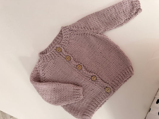 0-3m mushroom cardigan (lilac undertone)