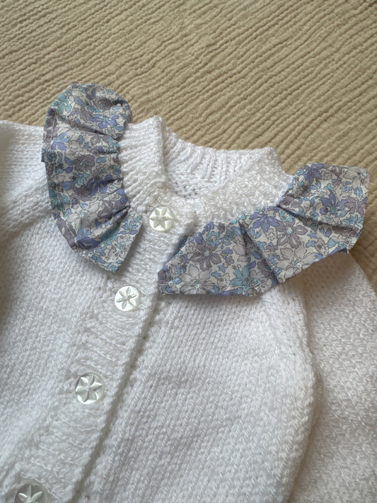 Newborn white with liberty collar  cardigan