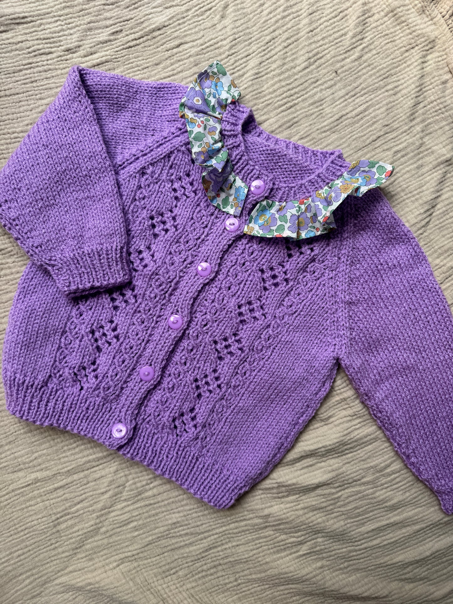 2-3 years lilac cardigan with liberty collar