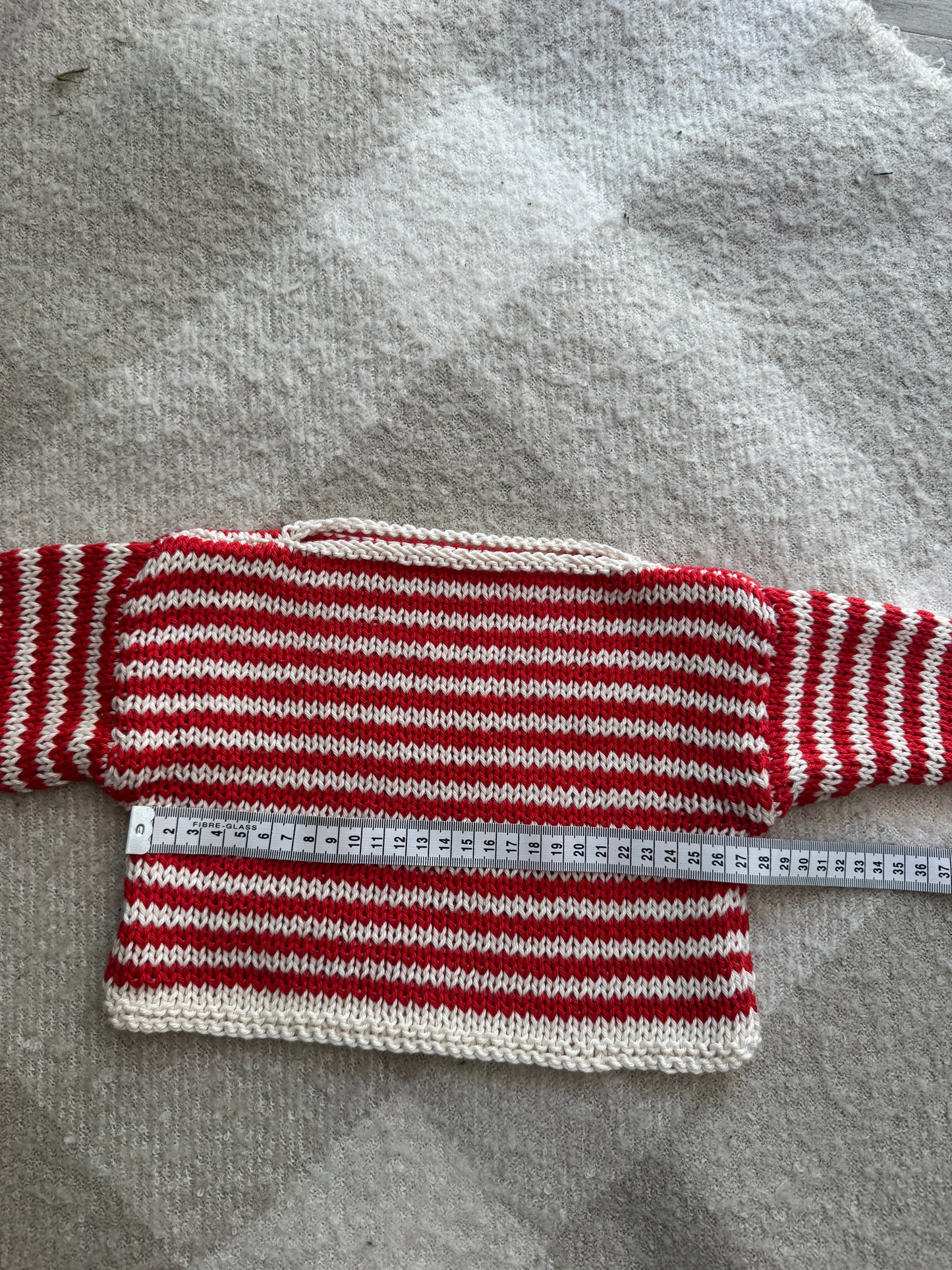 6-9m cream and red cotton stripe jumper
