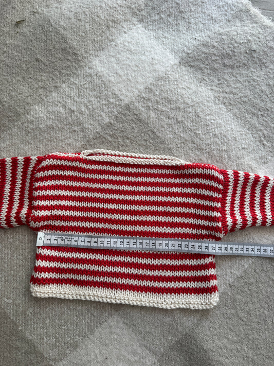 3-6m cream and red cotton stripe jumper