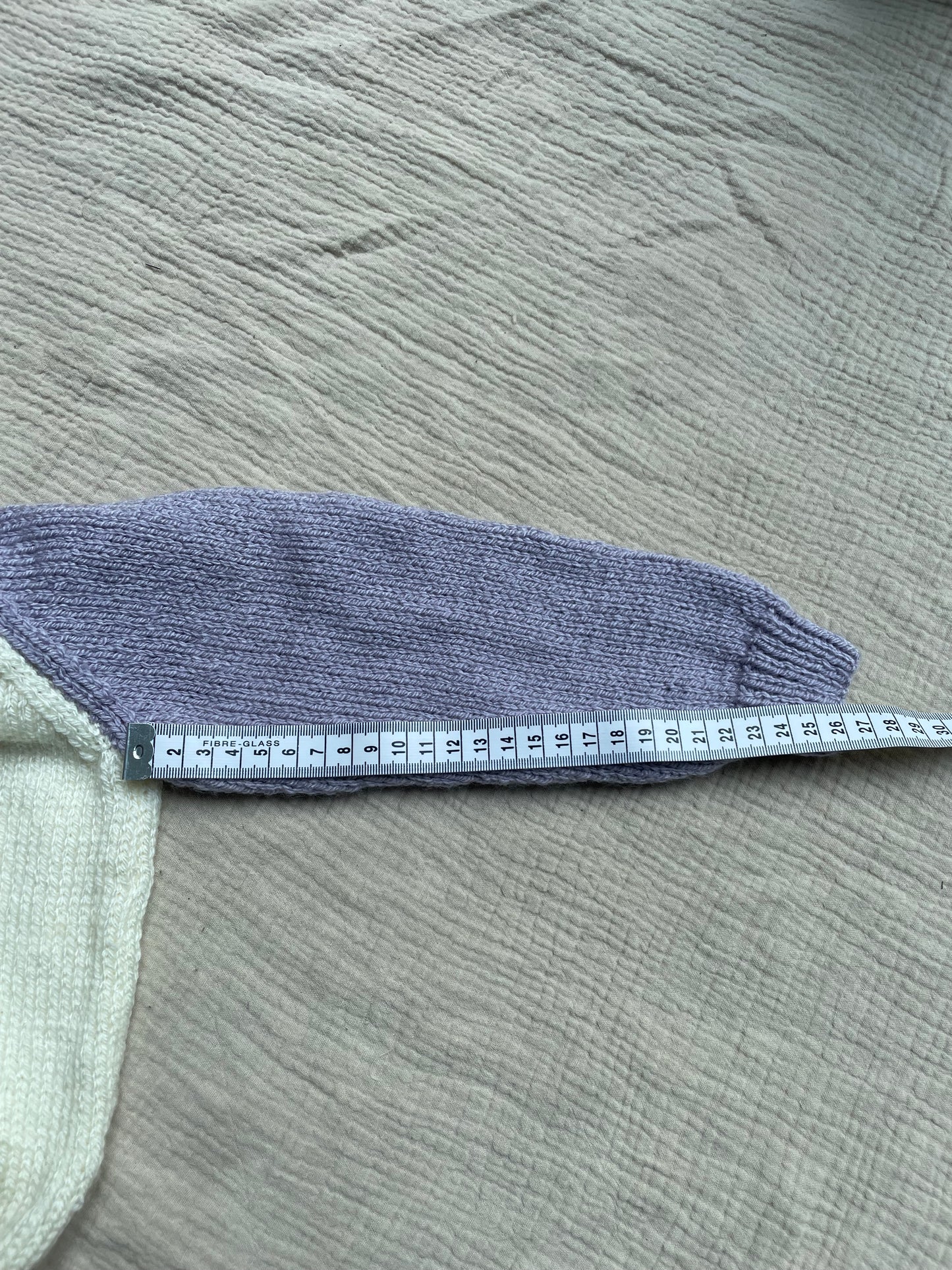 12-18m cream jumper with light purple sleeves