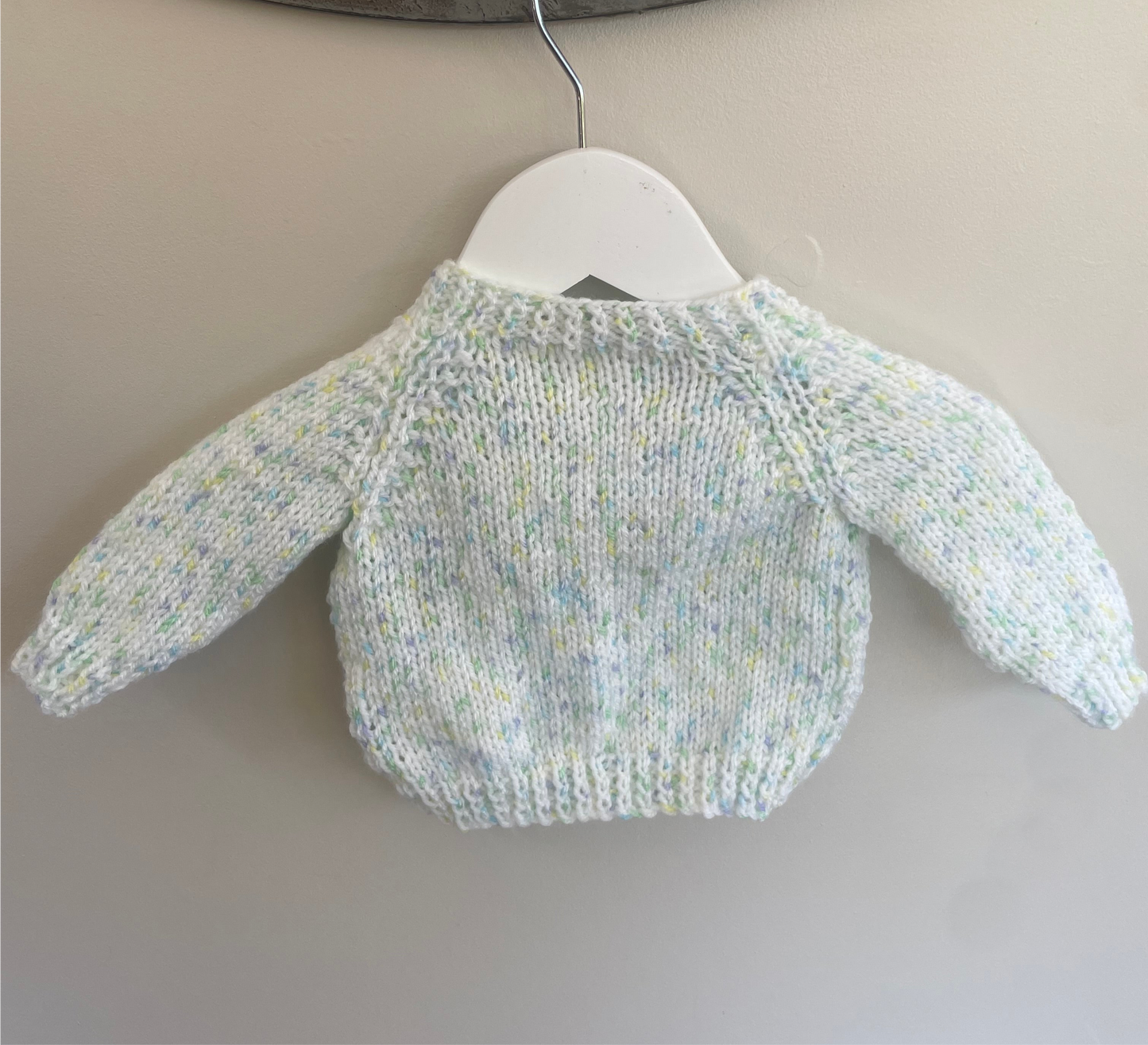 0-3 months white with flecks Cardigan with matching large jellycat jumper