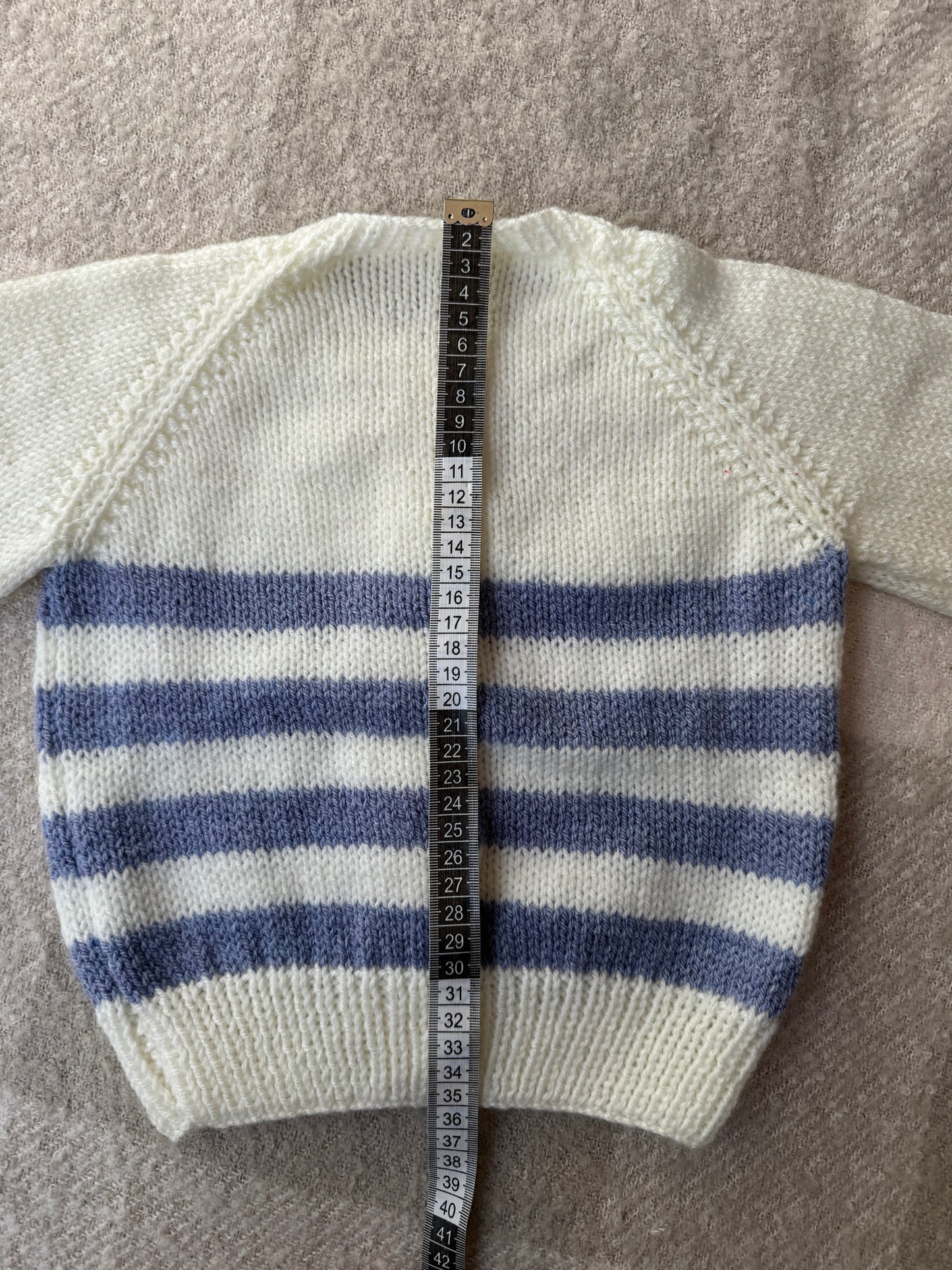 1-2 years blue & cream stripe cardigan