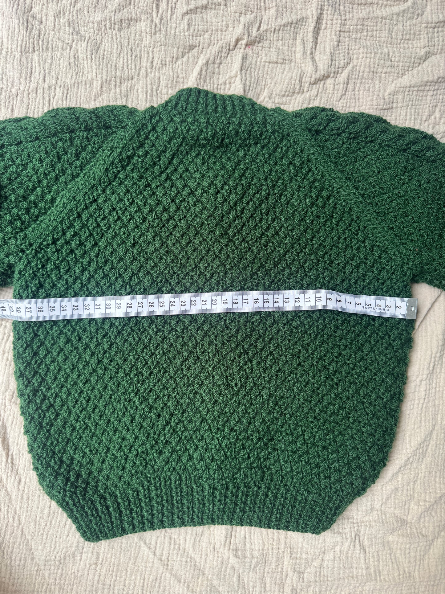 3-4 years Christmas green Aran cardigan