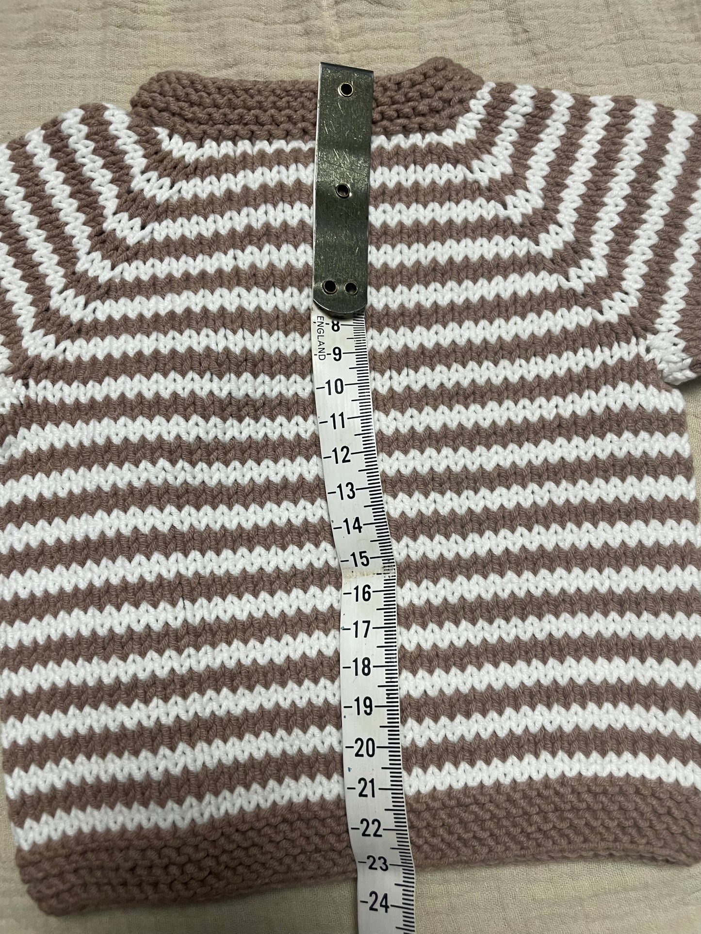 0-3months brown striped cardigan with bonnet