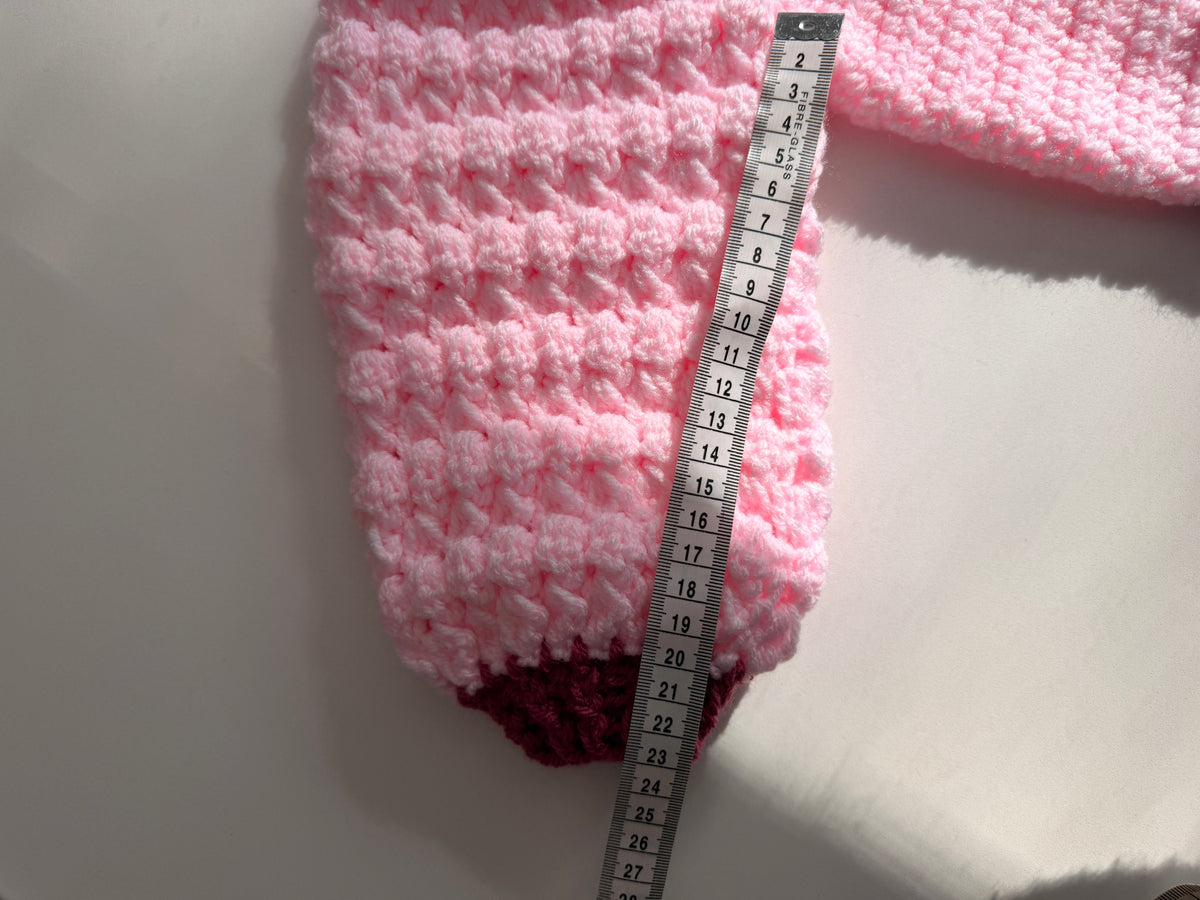 1-2 years powder and raspberry crochet Aran cardigan