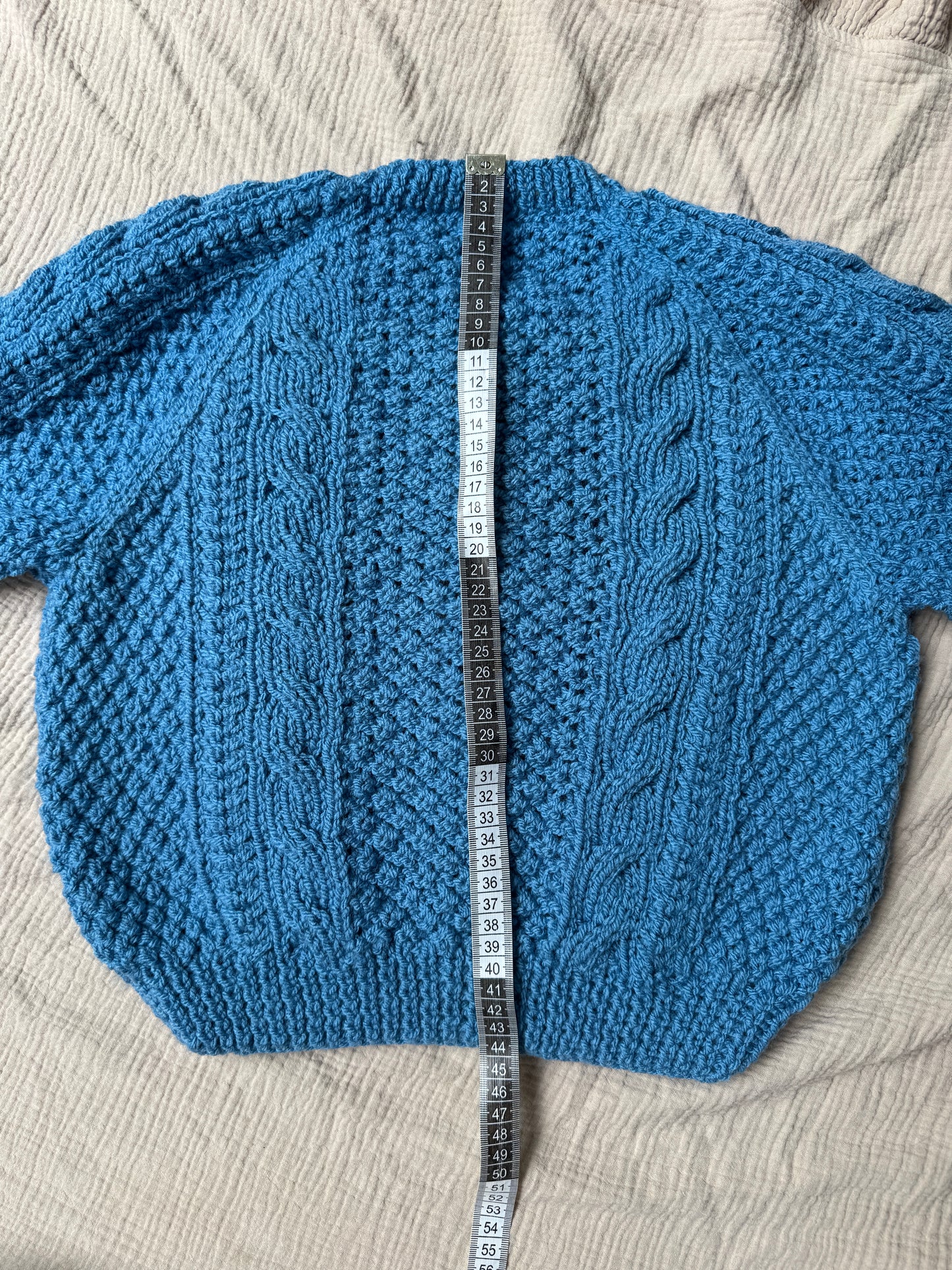 4-6 years blue Aran cardigan