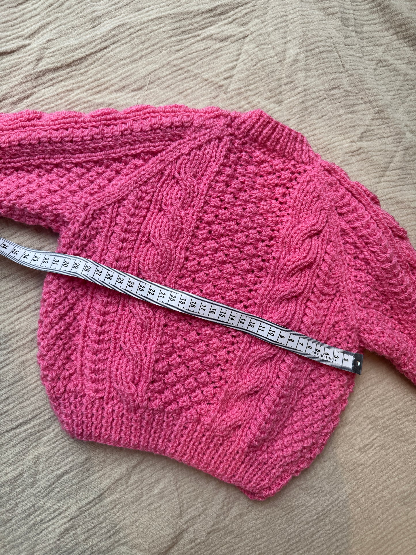 1-2 years fondant Aran cardigan