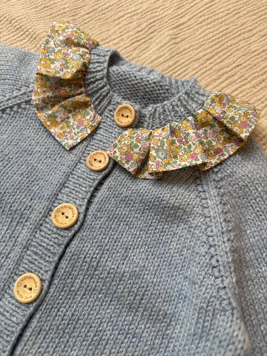 3-4 years sky marle with liberty collar cardigan