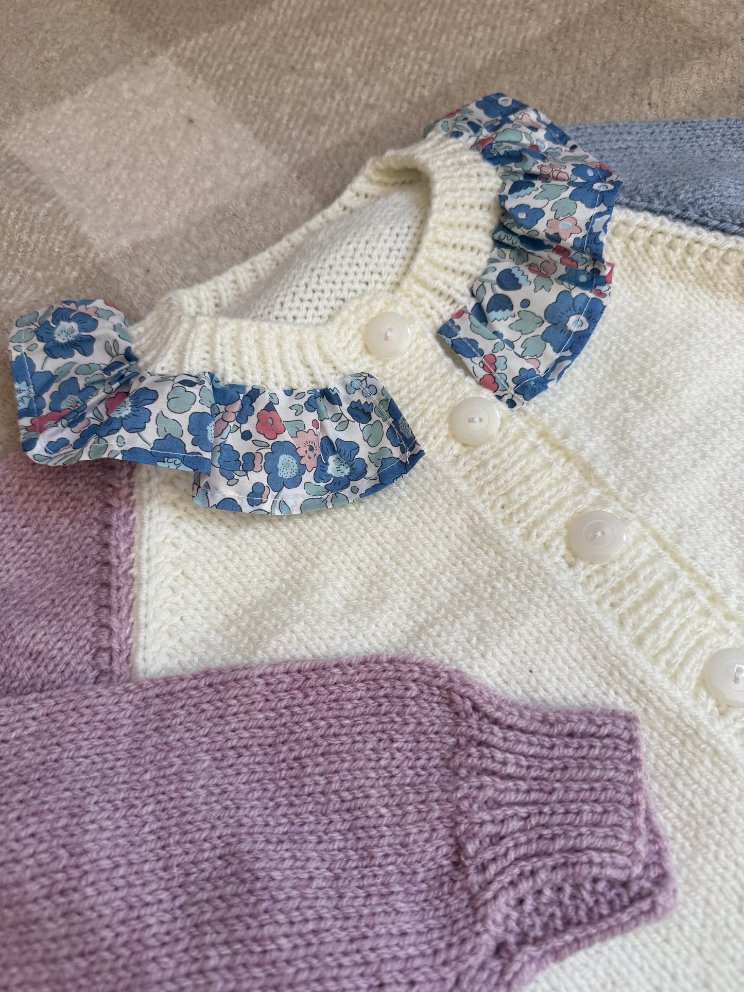 2-4 years colour block with liberty collar cardigan