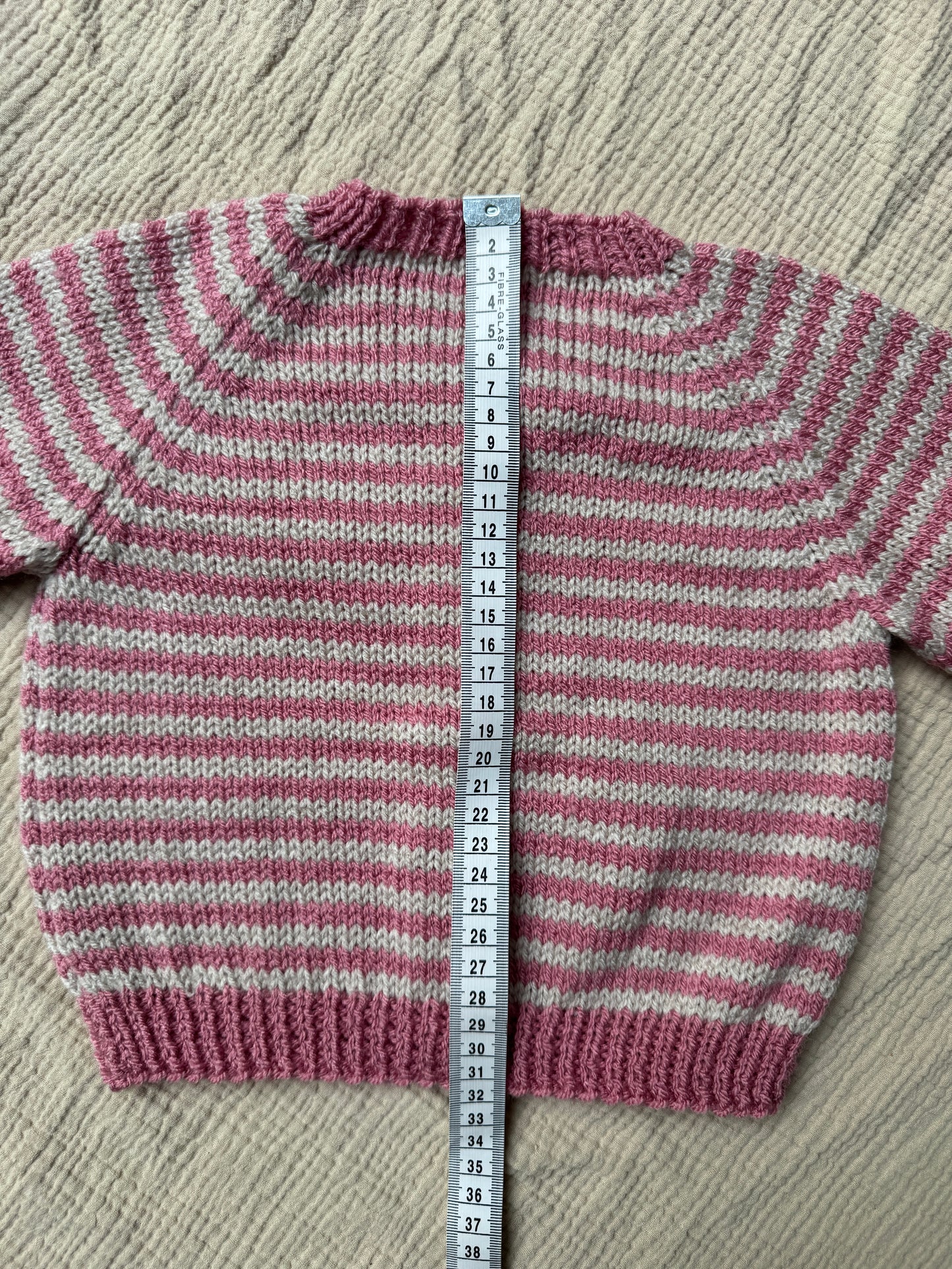 6-12months pale rose and parchment stripe cardigan