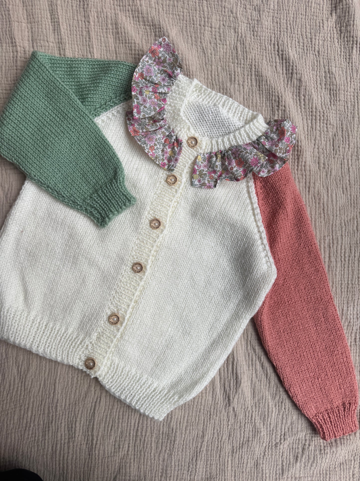 2-4 years colour block with liberty collar cardigan