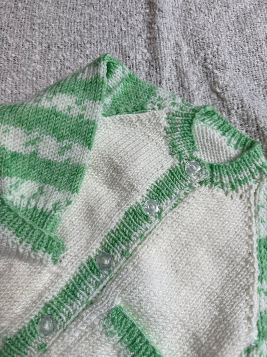 6-9m green and white stripe cardigan