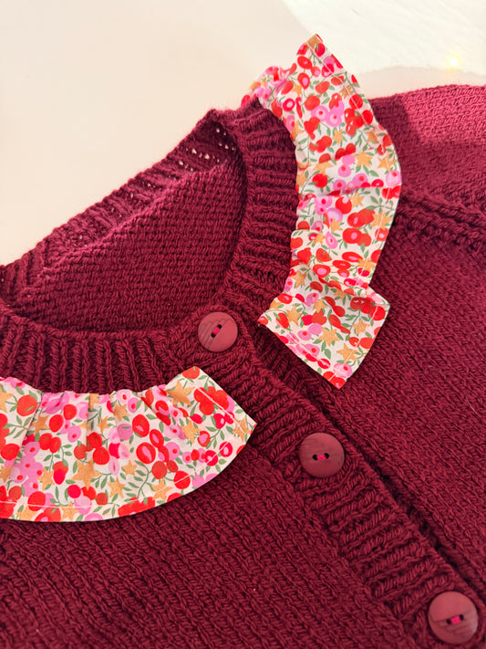 5-6 years burgundy cardigan with liberty collar
