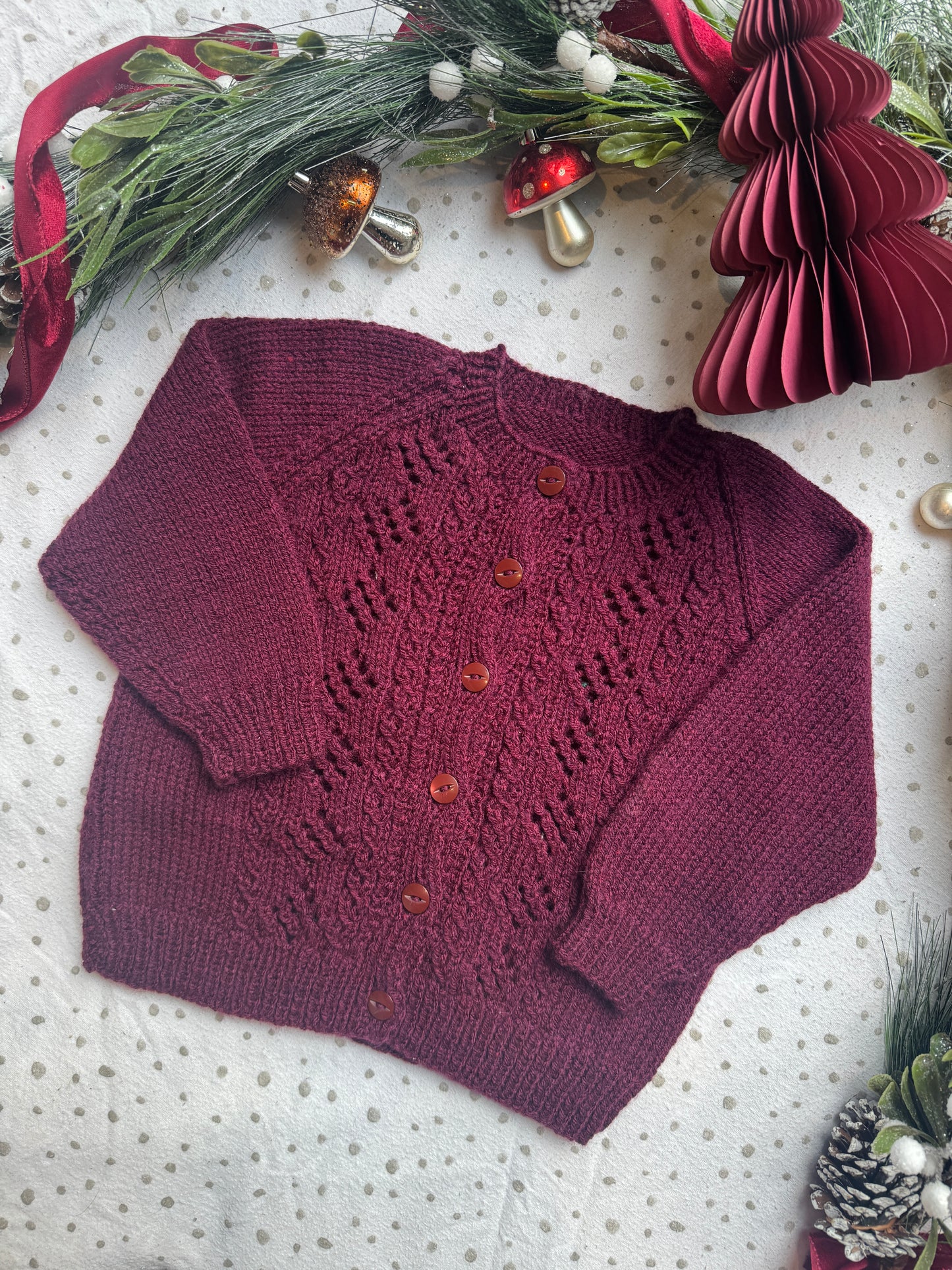 Robin 3-4 years burgundy cardigan