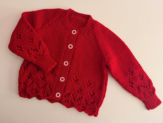 6-9m scarlet red cardigan