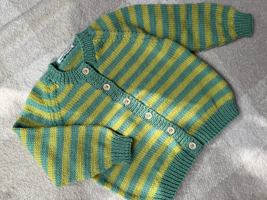 2-4 years green stripe cardigan