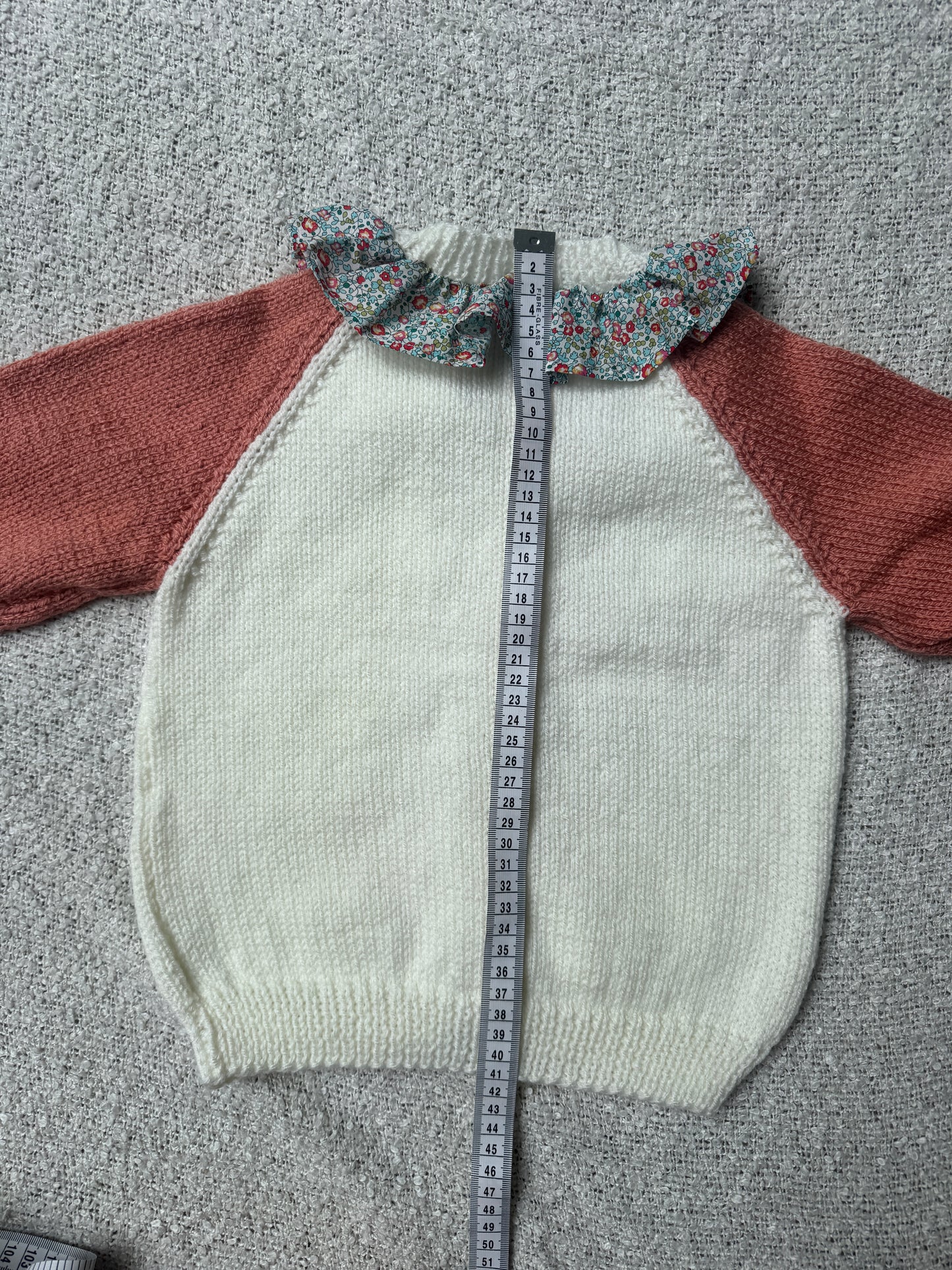 2-4 cream & vintage peach with liberty collar cardigan